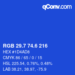 カラーコード: RGB 29.7 74.6 216 | qconv.com