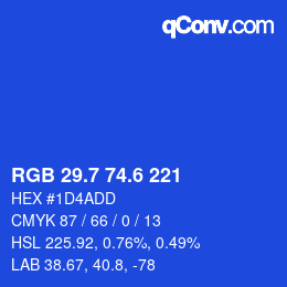 カラーコード: RGB 29.7 74.6 221 | qconv.com