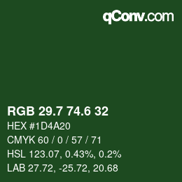 カラーコード: RGB 29.7 74.6 32 | qconv.com