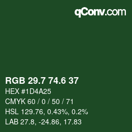 カラーコード: RGB 29.7 74.6 37 | qconv.com