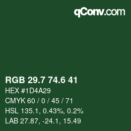 カラーコード: RGB 29.7 74.6 41 | qconv.com