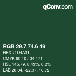 カラーコード: RGB 29.7 74.6 49 | qconv.com