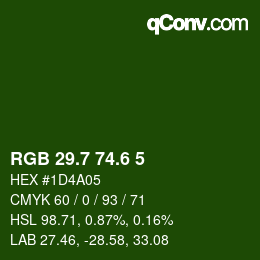 カラーコード: RGB 29.7 74.6 5 | qconv.com