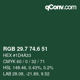 カラーコード: RGB 29.7 74.6 51 | qconv.com
