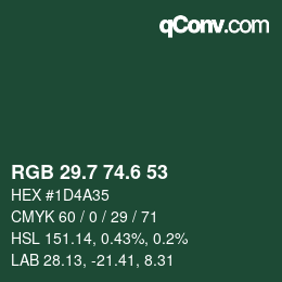 カラーコード: RGB 29.7 74.6 53 | qconv.com