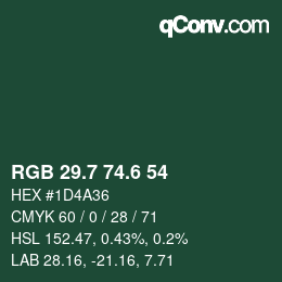 カラーコード: RGB 29.7 74.6 54 | qconv.com