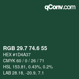 カラーコード: RGB 29.7 74.6 55 | qconv.com