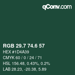 カラーコード: RGB 29.7 74.6 57 | qconv.com