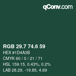 カラーコード: RGB 29.7 74.6 59 | qconv.com