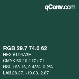 カラーコード: RGB 29.7 74.6 62 | qconv.com