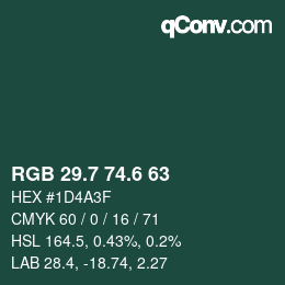 カラーコード: RGB 29.7 74.6 63 | qconv.com