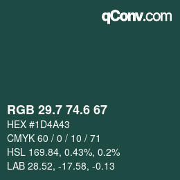 カラーコード: RGB 29.7 74.6 67 | qconv.com