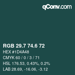 カラーコード: RGB 29.7 74.6 72 | qconv.com