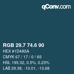 カラーコード: RGB 29.7 74.6 90 | qconv.com