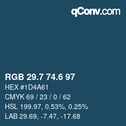 カラーコード: RGB 29.7 74.6 97 | qconv.com
