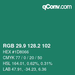 カラーコード: RGB 29.9 128.2 102 | qconv.com