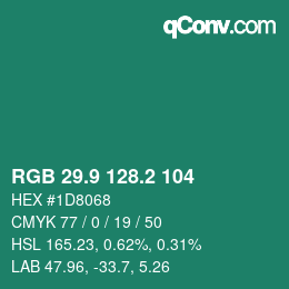 カラーコード: RGB 29.9 128.2 104 | qconv.com