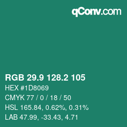 カラーコード: RGB 29.9 128.2 105 | qconv.com