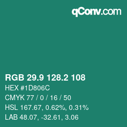 カラーコード: RGB 29.9 128.2 108 | qconv.com