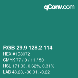 カラーコード: RGB 29.9 128.2 114 | qconv.com