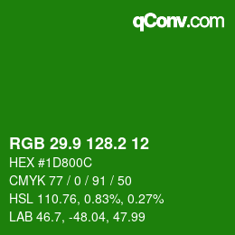 カラーコード: RGB 29.9 128.2 12 | qconv.com
