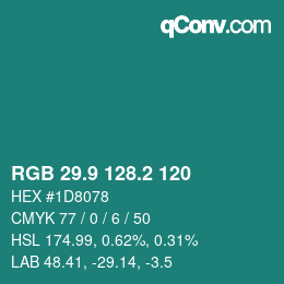 カラーコード: RGB 29.9 128.2 120 | qconv.com