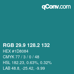 Color code: RGB 29.9 128.2 132 | qconv.com