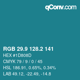 Color code: RGB 29.9 128.2 141 | qconv.com