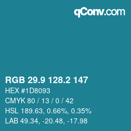 Color code: RGB 29.9 128.2 147 | qconv.com