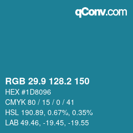 Farbcode: RGB 29.9 128.2 150 | qconv.com
