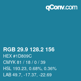 Color code: RGB 29.9 128.2 156 | qconv.com