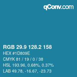 カラーコード: RGB 29.9 128.2 158 | qconv.com