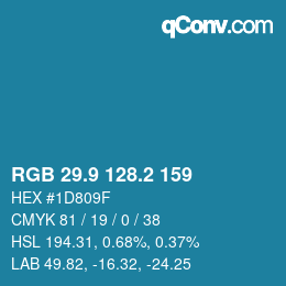 カラーコード: RGB 29.9 128.2 159 | qconv.com