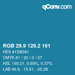 カラーコード: RGB 29.9 128.2 161 | qconv.com