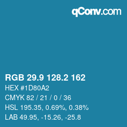 Farbcode: RGB 29.9 128.2 162 | qconv.com