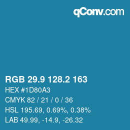 カラーコード: RGB 29.9 128.2 163 | qconv.com