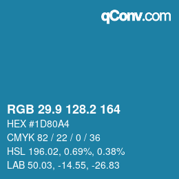 Color code: RGB 29.9 128.2 164 | qconv.com