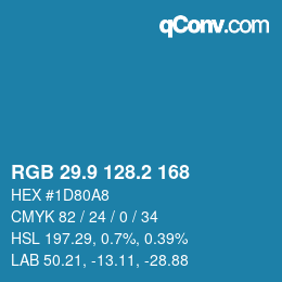 カラーコード: RGB 29.9 128.2 168 | qconv.com