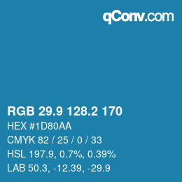 Farbcode: RGB 29.9 128.2 170 | qconv.com