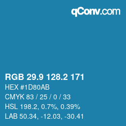Color code: RGB 29.9 128.2 171 | qconv.com