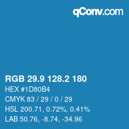 Color code: RGB 29.9 128.2 180 | qconv.com