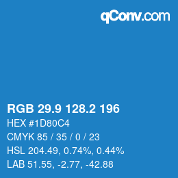 Color code: RGB 29.9 128.2 196 | qconv.com