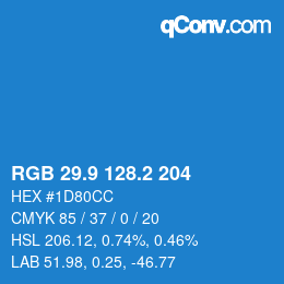 Color code: RGB 29.9 128.2 204 | qconv.com