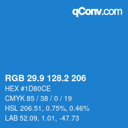 カラーコード: RGB 29.9 128.2 206 | qconv.com
