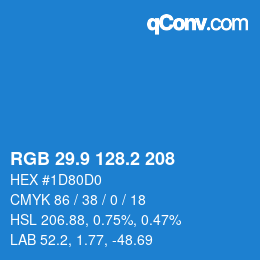 カラーコード: RGB 29.9 128.2 208 | qconv.com