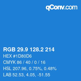Color code: RGB 29.9 128.2 214 | qconv.com