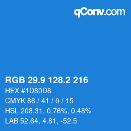 カラーコード: RGB 29.9 128.2 216 | qconv.com