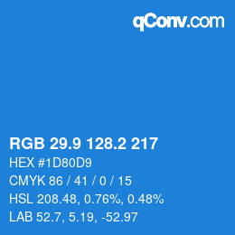 Color code: RGB 29.9 128.2 217 | qconv.com