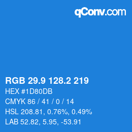 カラーコード: RGB 29.9 128.2 219 | qconv.com