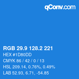 Color code: RGB 29.9 128.2 221 | qconv.com